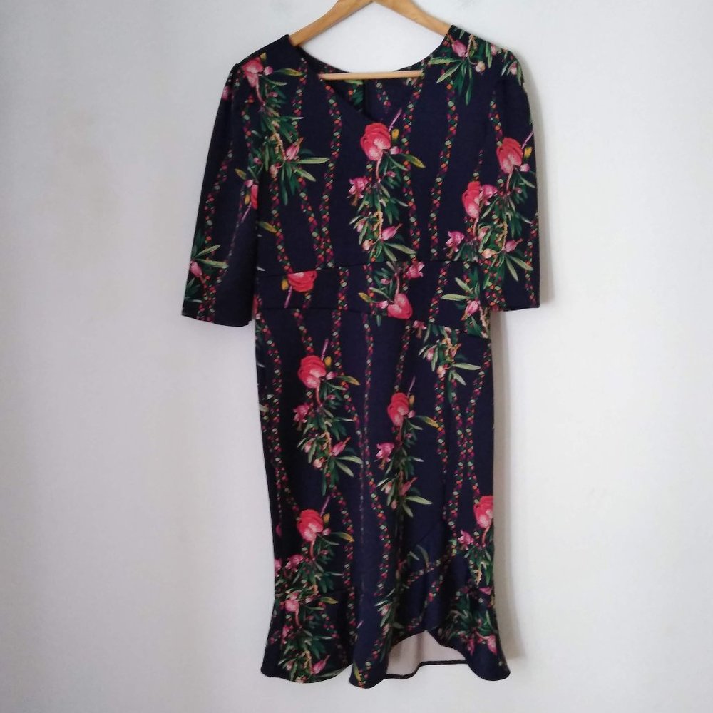 Classic Fashion Half Sleeve Floral Mini Dress